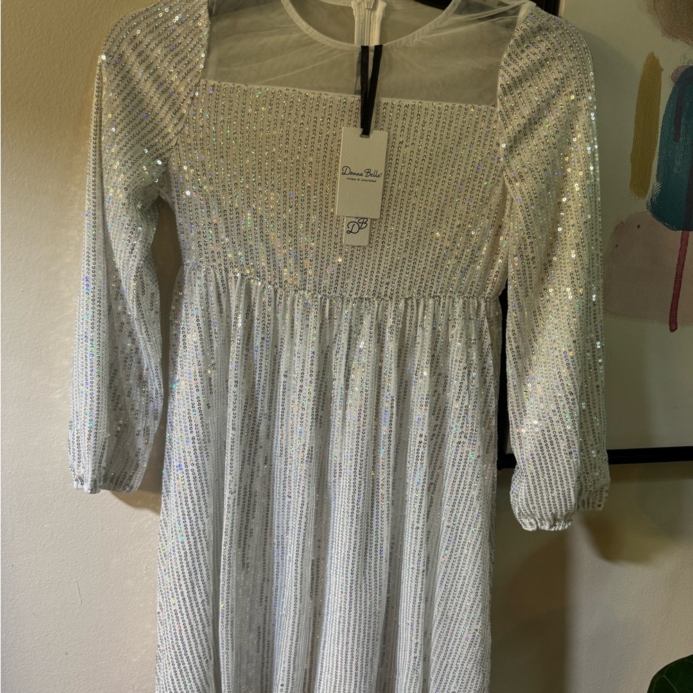 Sparkling Silver Kids Formal Dress